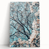 Black and white abstract floral print on stretched canvas, ideal for kitchen wall art or bedroom ambiance.