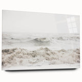 Large abstract wall art featuring swirling blue and green hues on acrylic glass, ideal for bedroom or dining room decor.