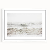 Abstract art print featuring vibrant summer hues on a white framed canvas, suitable for dining or bedroom decor.