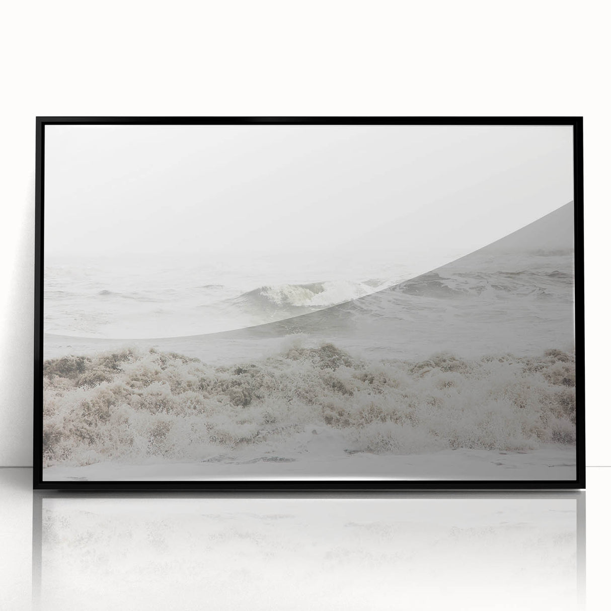 Large abstract wall art with vibrant summer tones on black framed acrylic, ideal for modern living room decor.