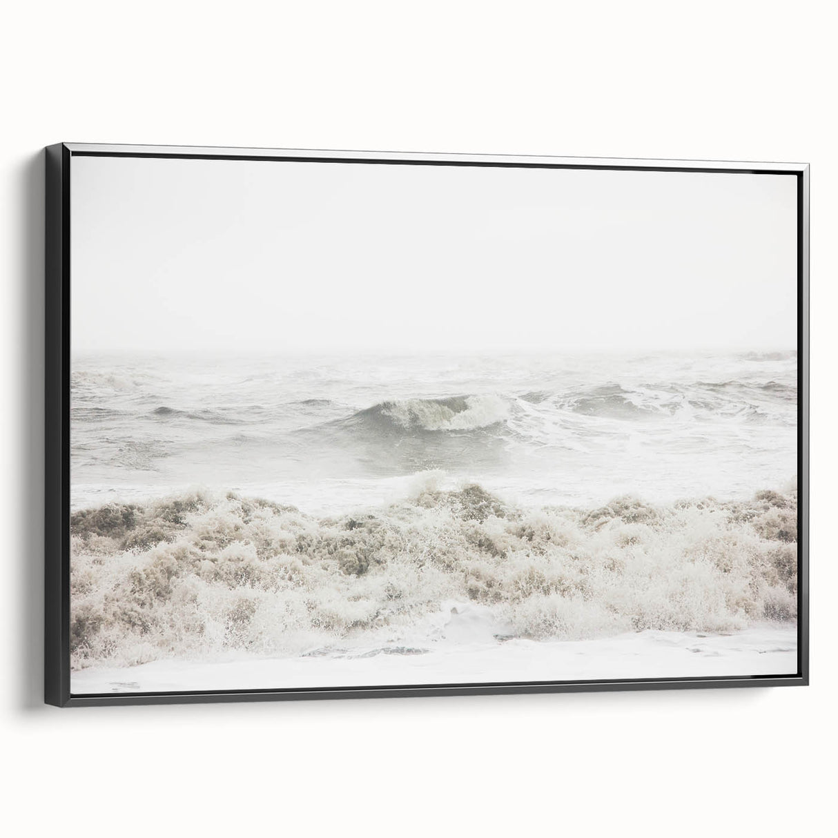 Black and white framed canvas featuring a vintage summer landscape, ideal for bedroom decor.