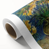 Art deco poster featuring a stylized floral pattern in soft pastel shades on rolled canvas, ideal for nursery wall art.