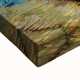 Close-up of a large art canvas depicting a black and white landscape painting, ideal for bedroom wall decor.