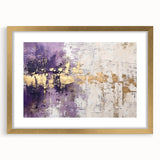 Abstract wall art featuring gold and black strokes in a modern frame, accented with a mat, ideal for contemporary home decor. Perfect for adding elegance to any room.