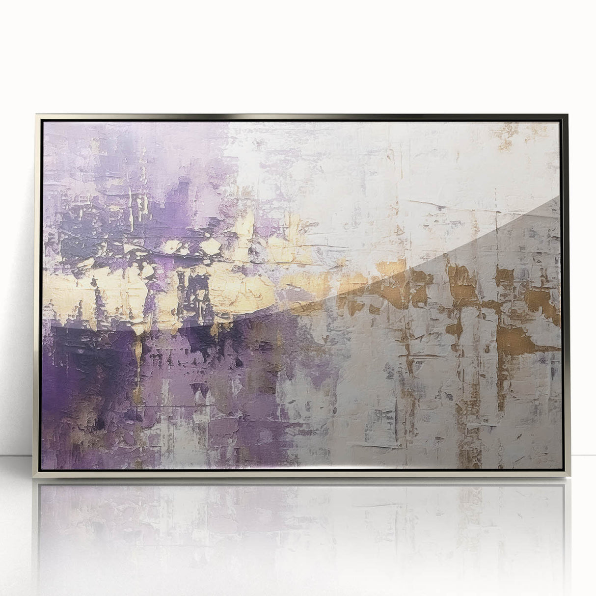 Framed abstract wall art featuring dynamic silver strokes on a textured surface, perfect for modern home decor. Ideal for enhancing contemporary interiors.