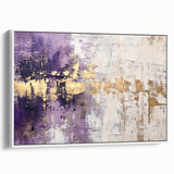 Framed abstract strokes wall art in a modern white frame, showcasing vibrant colors and dynamic patterns, perfect for contemporary interior decor.