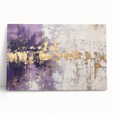 Abstract strokes wall art on stretched canvas, showcasing vibrant blue, yellow, and white colors, leaning against a minimalist wall, perfect for modern decor.