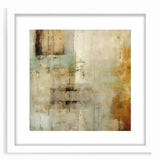 Abstract strokes wall art framed in white with a mat, showcasing vibrant colors and dynamic shapes, perfect for modern home decor. Ideal for living rooms and art lovers.