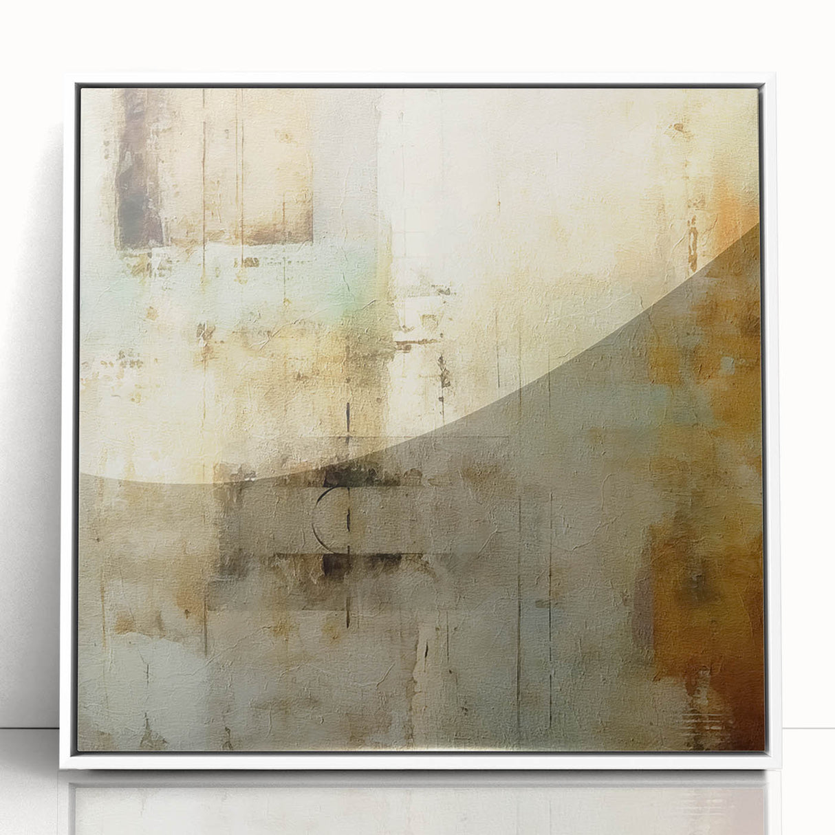 Framed abstract strokes wall art featuring a modern design with white and gray hues, ideal for contemporary home decor, adding a touch of elegance and sophistication.