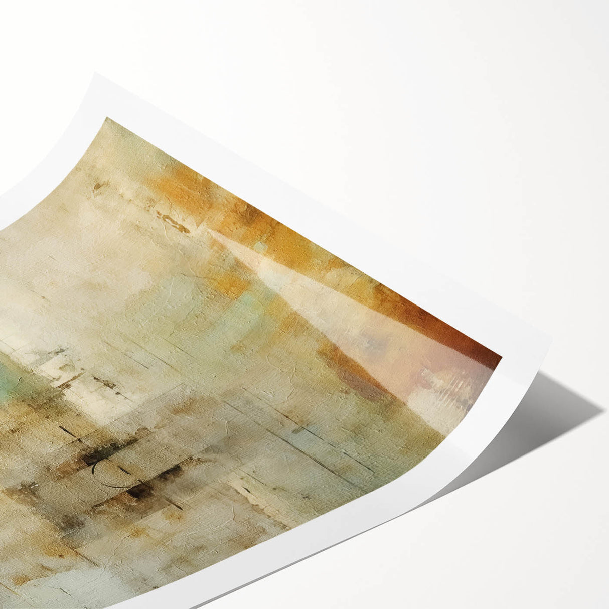 Abstract wall art print showcasing vibrant strokes in shades of blue, pink, and gold, rolled for easy shipping and display, perfect for modern home decor.