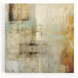 Abstract strokes wall art on stretched canvas showcasing vibrant colors of blue, orange, and yellow, perfect for modern home decor or office settings.