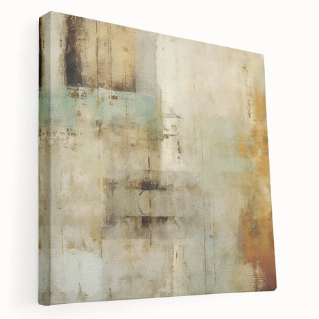 Abstract strokes wall art on stretched canvas in vibrant colors, showcasing a modern design perfect for contemporary decor. Side view highlights canvas texture and depth.