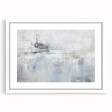 Abstract strokes wall art framed with a white mat, showcasing vibrant colors and dynamic patterns, perfect for modern home decor or office aesthetics.