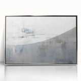 Framed abstract wall art featuring dynamic silver strokes on an acrylic background, offering a modern aesthetic for contemporary home decor. Perfect for enhancing living spaces.