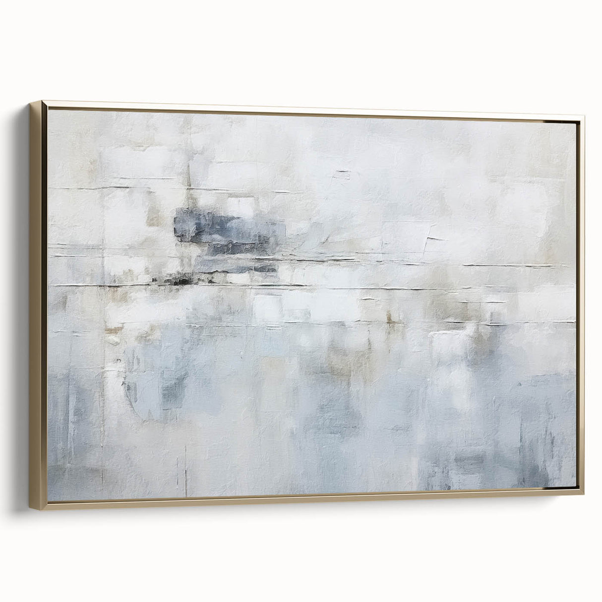 Framed canvas wall art showcasing abstract gold strokes on a textured black background, ideal for modern home decor. Side view highlights elegant design and craftsmanship.