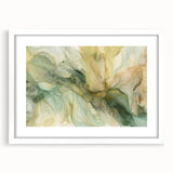 Abstract strokes wall art framed in white, showcasing vibrant colors and dynamic shapes; perfect for modern decor and enhancing any living space.