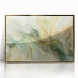 Framed abstract wall art featuring gold acrylic strokes on a textured background, perfect for modern decor and enhancing living spaces with elegance.