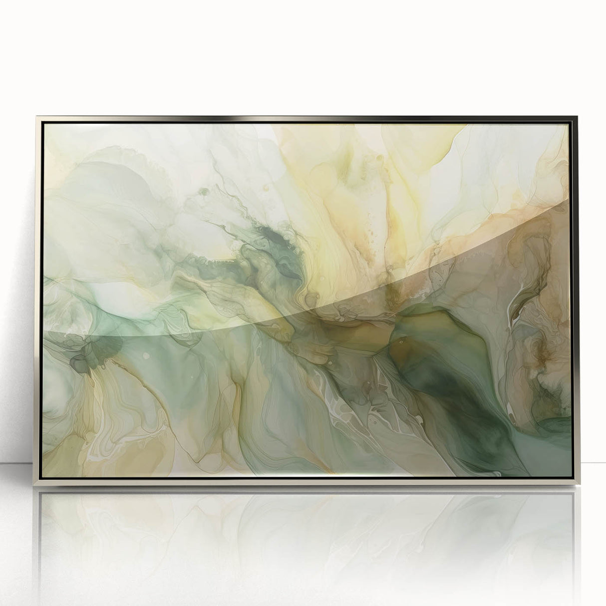 Framed abstract wall art showcasing vibrant strokes in silver and blue hues, perfect for modern home decor, enhancing artistic ambiance in any room.