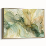 Framed canvas wall art showcasing abstract strokes in gold and black, emphasizing a modern aesthetic. Perfect for enhancing contemporary home decor.