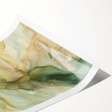 Abstract wall art print showcasing vibrant strokes in shades of blue, orange, and yellow, ideal for modern home decor. Perfectly rolled for easy framing and display.