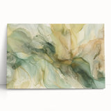 Abstract strokes wall art on stretched canvas, showcasing vibrant colors and dynamic patterns, perfect for modern home decor. This piece leans against a wall, adding a contemporary touch to any space.