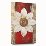 Abstract wall art featuring vibrant strokes in blue, yellow, and pink, displayed in a sleek acrylic frame with pins, perfect for modern home decor.