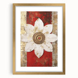 Abstract wall art featuring dynamic strokes in gold and beige colors, framed with a white mat and showcasing a modern design ideal for contemporary decor.