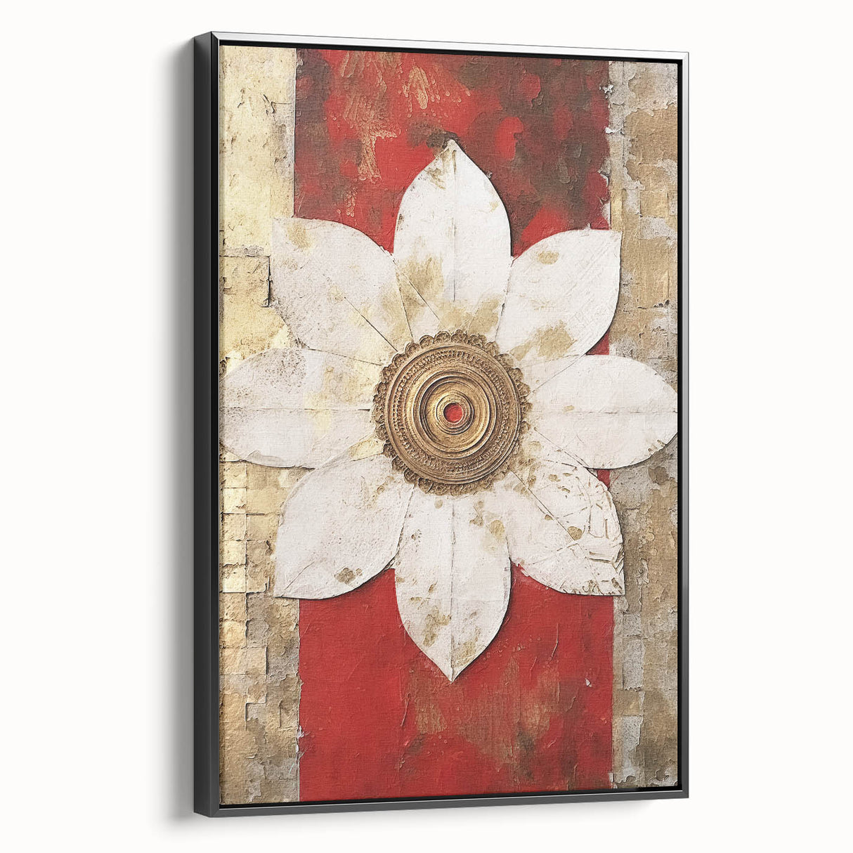 Framed canvas wall art showcasing abstract strokes in black, providing a modern aesthetic. Side view highlights the sleek frame, perfect for contemporary decor.