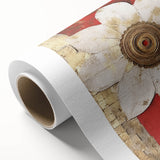 Abstract wall art featuring vibrant strokes of blue, orange, and yellow on a rolled canvas, ideal for modern home decor, showcasing dynamic artistic expression.