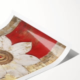 Abstract wall art print featuring vibrant strokes in shades of blue, orange, and yellow, rolled for easy shipping and display, ideal for modern home decor.