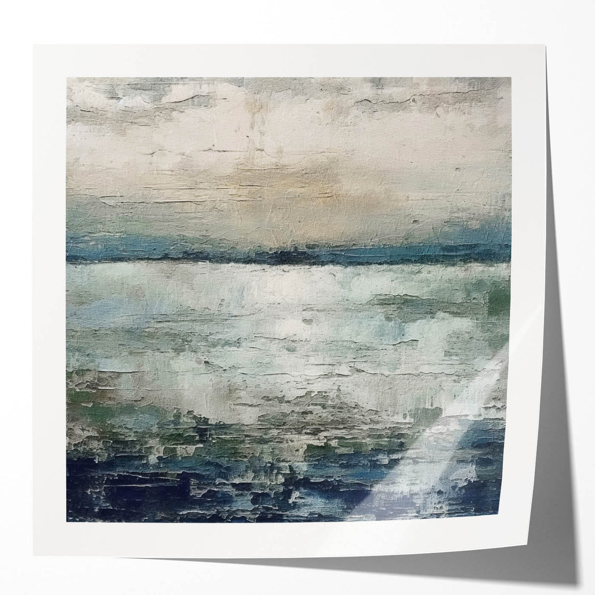 Abstract wall art print showcasing vibrant strokes in shades of blue, orange, and yellow, perfect for modern home decor. Ideal for enhancing living spaces with a contemporary artistic touch.