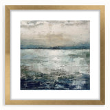 Abstract wall art print showcasing vibrant gold and pastel strokes in a stylish frame with a mat, perfect for modern decor. Ideal for adding elegance to any room.