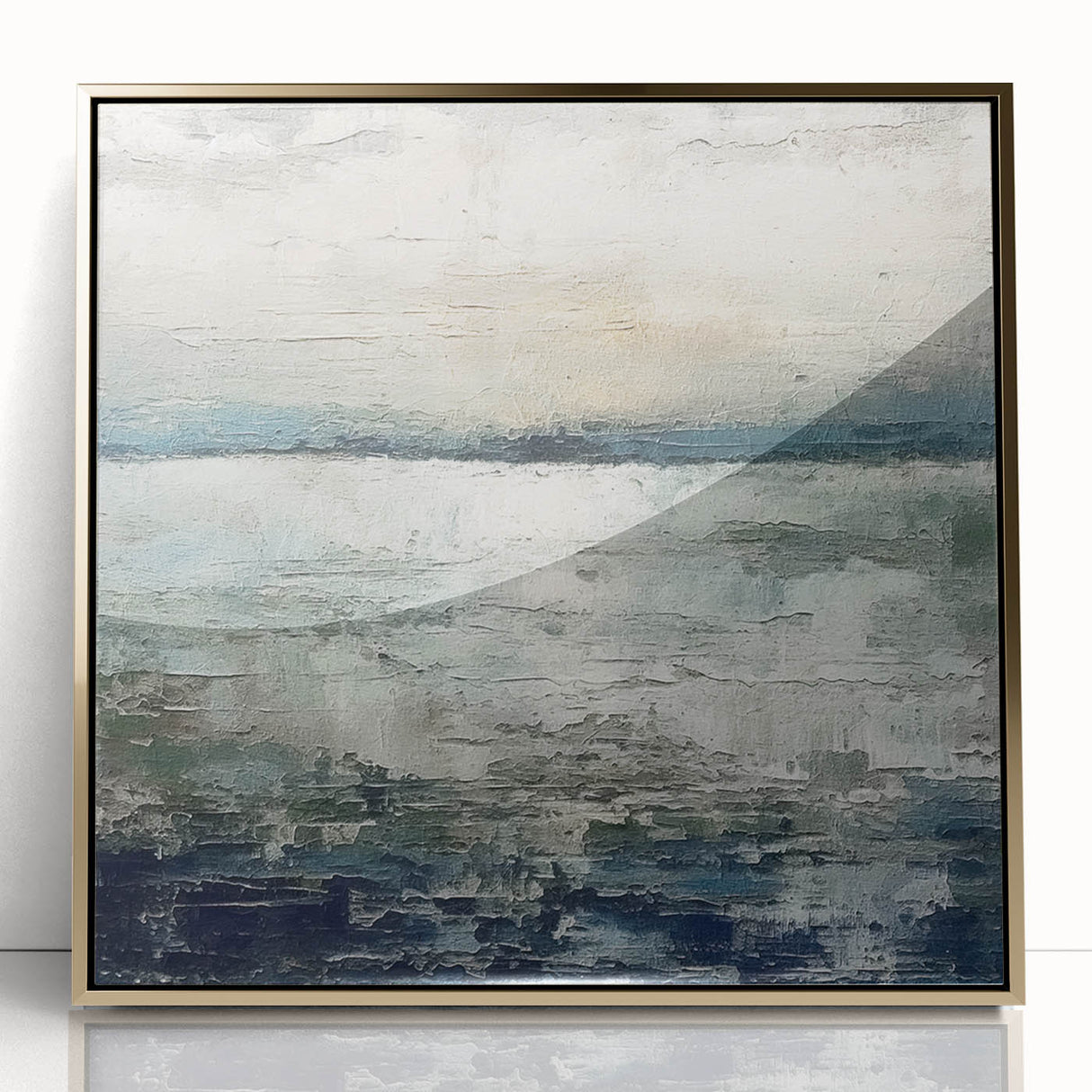 Framed abstract wall art showcasing vibrant gold strokes on a textured background, perfect for modern home decor, adding elegance to any room.