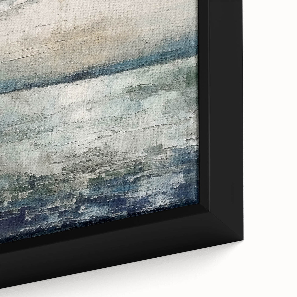 Abstract wall art featuring vibrant strokes of blue, pink, and gold on a textured canvas, framed elegantly to enhance modern decor and artistic ambiance.