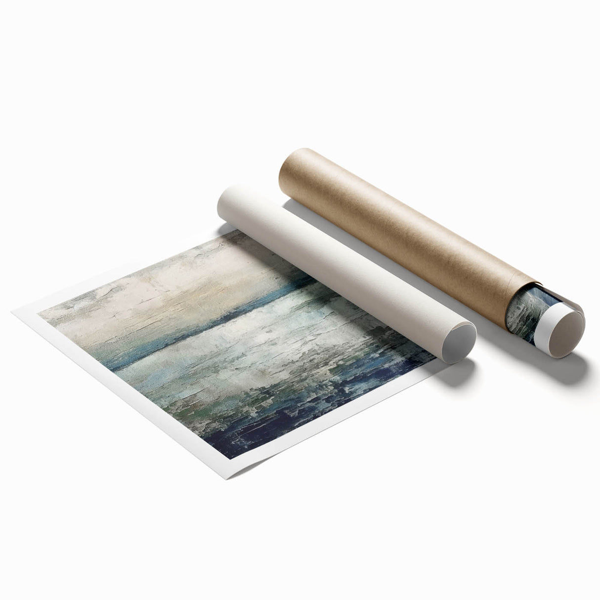 Abstract strokes wall art print showcasing vibrant colors and dynamic patterns, perfect for modern decor. Rolled and ready for framing or display.