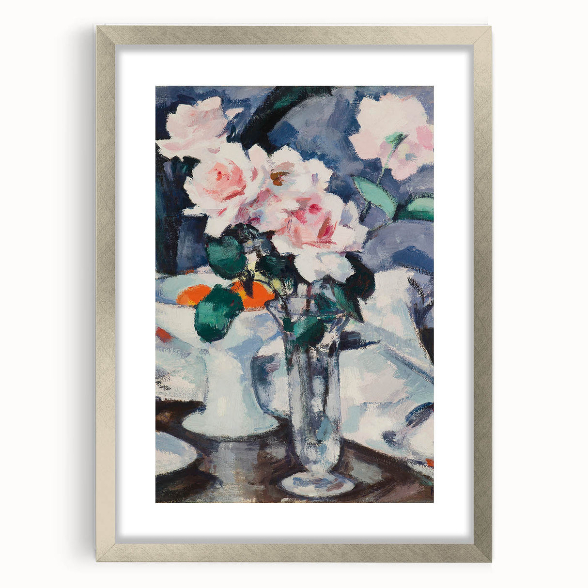 Modern Wall Art: Pink Roses in Vase - Elegant Contemporary Print