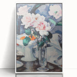 Modern Wall Art: Pink Roses in Vase - Elegant Contemporary Print