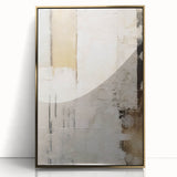 Framed abstract wall art featuring dynamic gold strokes on a sleek acrylic surface, set against a minimalist backdrop, perfect for modern home decor.