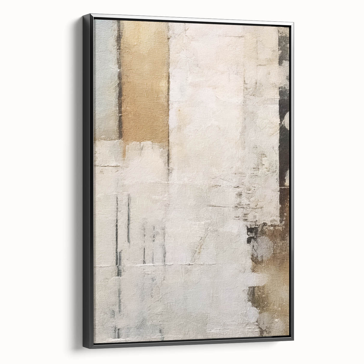 Framed abstract strokes wall art in black tones, showcasing a modern design with textured details, ideal for contemporary home decor.