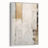 Framed abstract strokes wall art in a modern white setting, showcasing vibrant colors and dynamic patterns, perfect for contemporary home decor.