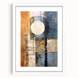 Abstract strokes wall art in a white frame with mat, showcasing vibrant colors and dynamic patterns, perfect for modern home decor, adding a touch of elegance.