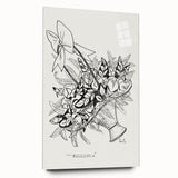 Modern Wall Art: Basket of Flowers - Minimalist Monochrome Print