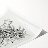 Modern Wall Art: Basket of Flowers - Minimalist Monochrome Print