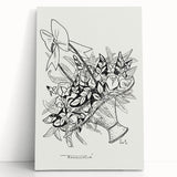 Modern Wall Art: Basket of Flowers - Minimalist Monochrome Print