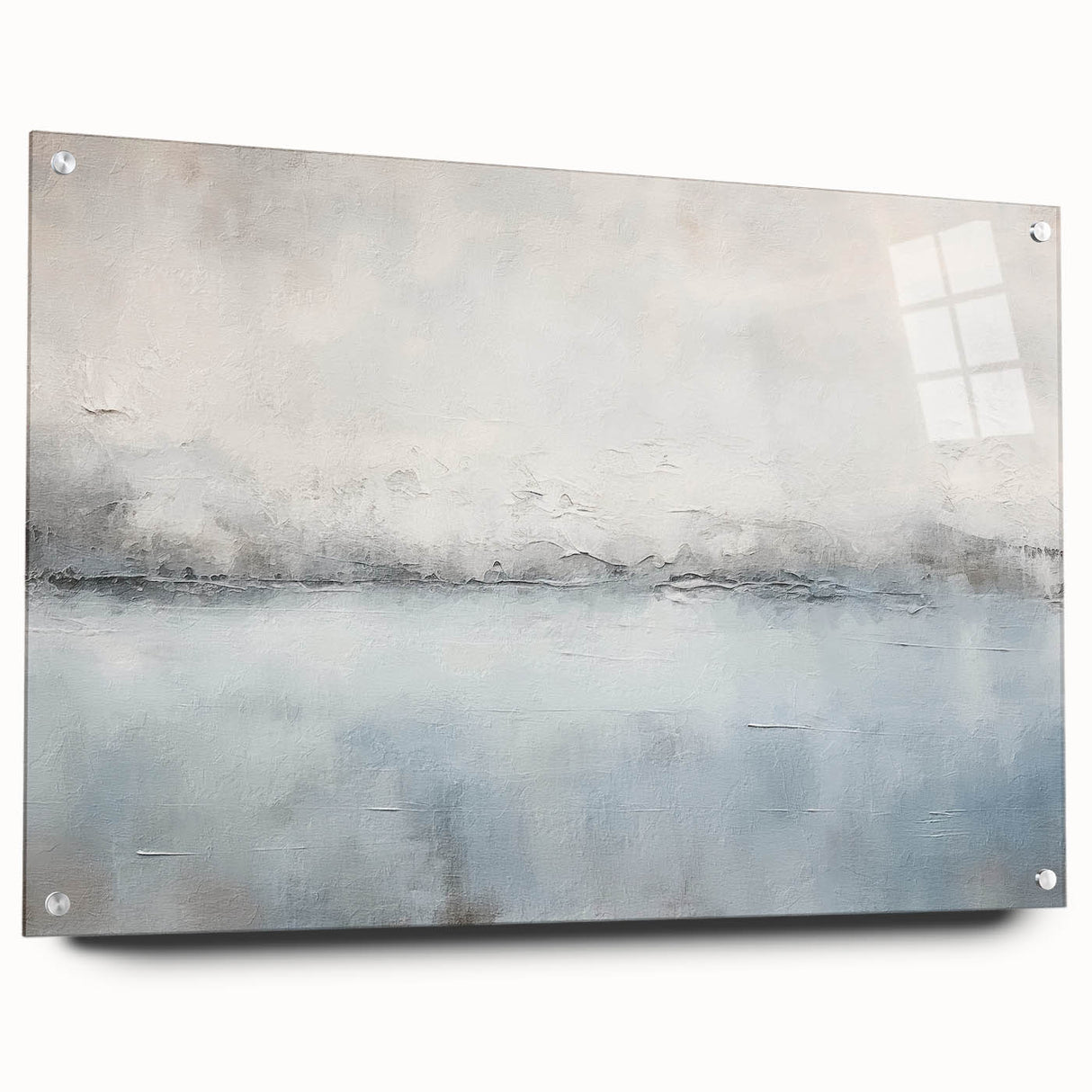 Abstract wall art design featuring colorful strokes in vibrant hues, displayed in a sleek acrylic frame with pins, ideal for modern home decor.