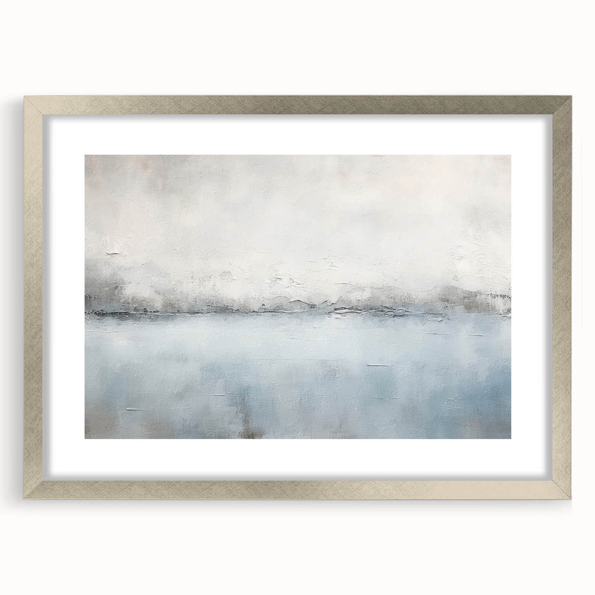 Abstract strokes wall art in a silver frame with matting, showcasing vibrant colors and dynamic patterns, perfect for modern home decor.