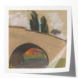 Modern Wall Art: Zolo Palugyay's Village Bridge Over a River