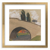 Modern Wall Art: Zolo Palugyay's Village Bridge Over a River
