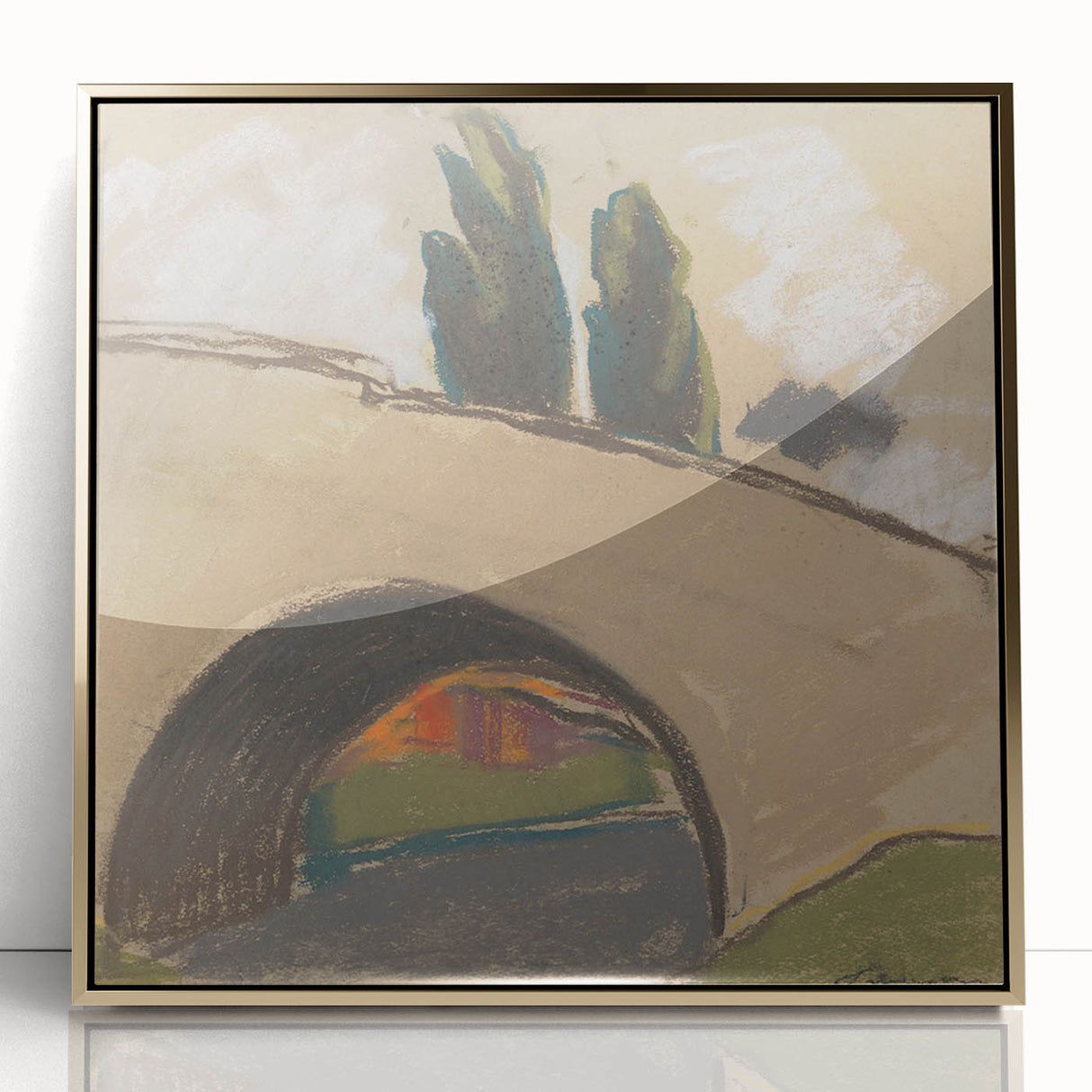 Modern Wall Art: Zolo Palugyay's Village Bridge Over a River