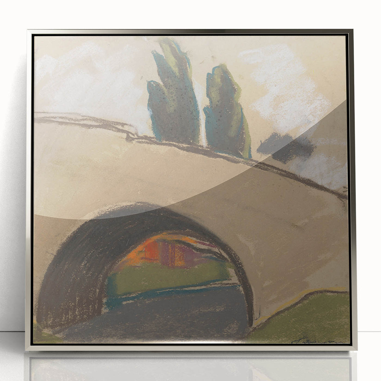 Modern Wall Art: Zolo Palugyay's Village Bridge Over a River